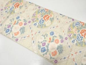 格天井に花丸模様織り出し　袋帯